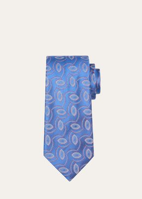 Men's Geometric Oval Jacquard Silk Tie