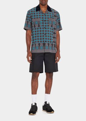 Men's Geometric-Print Camp Shirt