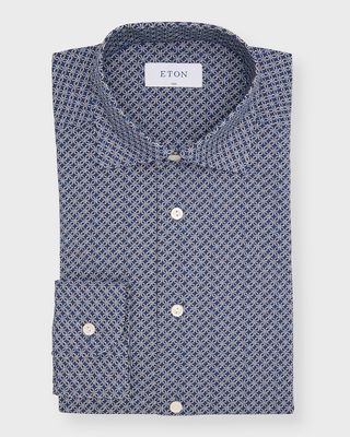 Men's Geometric-Print Four-Way Stretch Sport Shirt