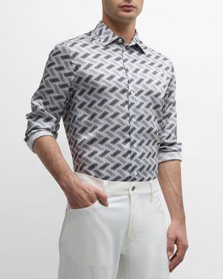Men's Geometric-Print Sport Shirt
