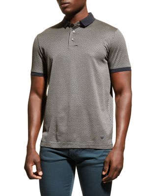 Men's Geometric-Print Stretch Polo Shirt