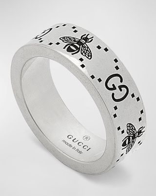 Men's GG and Bee Band Ring, 6mm