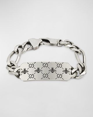 Men's GG and Bee Chain ID Bracelet