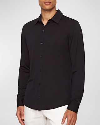 Men's Giles Solid Wool Button-Down Shirt