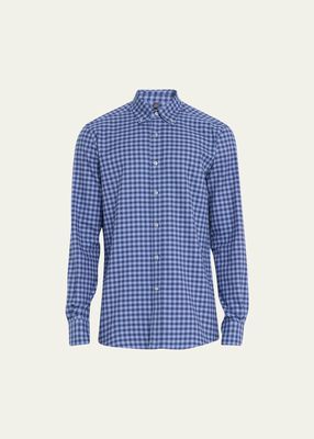 Men's Gingham Check Flannel Sport Shirt