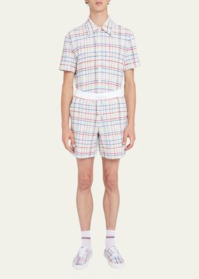 Men's Gingham Check Tweed Shorts