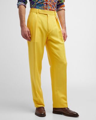 Men's Glenn 2-Pocket Pleated Silk Pants
