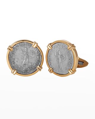 Men's Gods & Heroes 18K Yellow Gold Ancient Minerva Coin Cufflinks