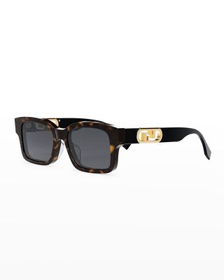 Men's Gold-Tone FF-Logo Rectangle Sunglasses