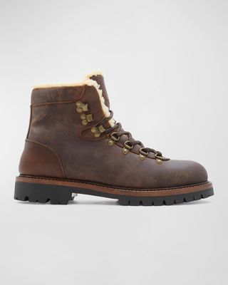 Men's Gorge Shearling-Lined Leather Hiking Boots