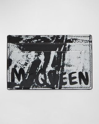 Men's Graffiti Logo Leather Card Holder