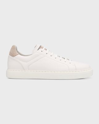 Men's Grained Calfskin Low-Top Sneakers