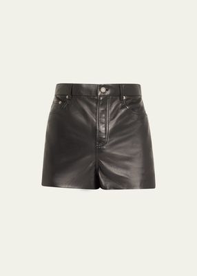 Men's Grained Leather 5-Pocket Short Shorts