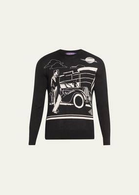 Men's Graphic Intarsia Crewneck Sweater