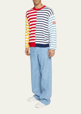 Men's Graphic Nautical Striped Sweater