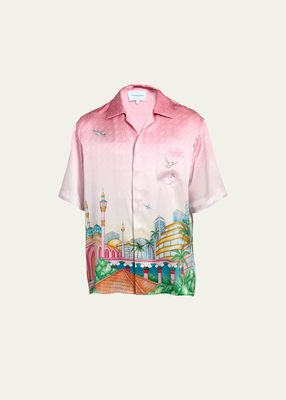 Men's Graphic Silk Camp Shirt