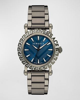 Men's Greca Glam IP Gunmetal Bracelet Watch, 40mm