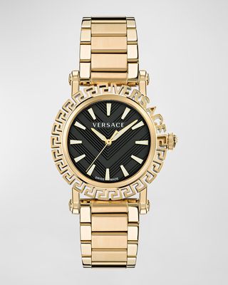 Men's Greca Glam IP Yellow Gold Bracelet Watch, 40mm