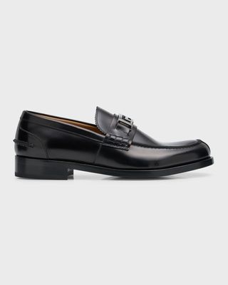 Men's Greca Leather Penny Loafers