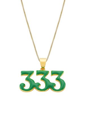 Men's Green Enamel 333 Pendant Necklace - Green Enamel - Green Enamel