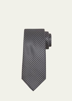 Men's Grid and Circle Silk Tie