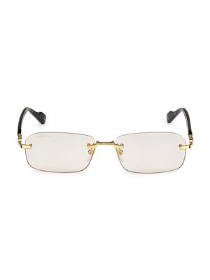 Men's Gucci 125th Street Rimless 56MM Rectangular Sunglasses - Gold White