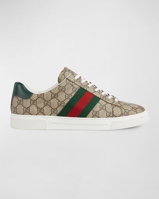 Men's Gucci Ace Low-Top Sneakers with Web