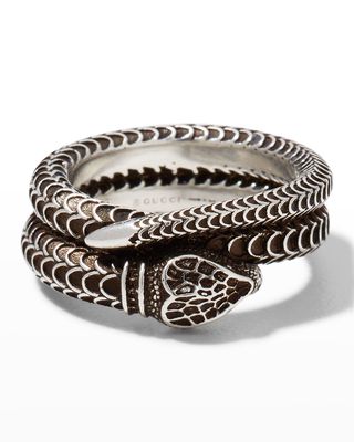 Men's Gucci Garden Silver Snake Ring, Size 9-11