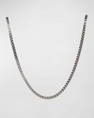 Men's Gunmetal Sterling Silver Box Chain Necklace