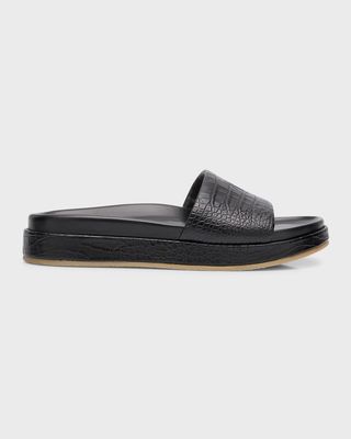 Men's Gz-indi Brazileiro Croc-Effect Leather Slide Sandals