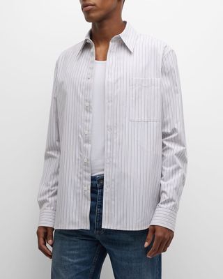 Men's Hairline Stripe Cotton Sport Shirt
