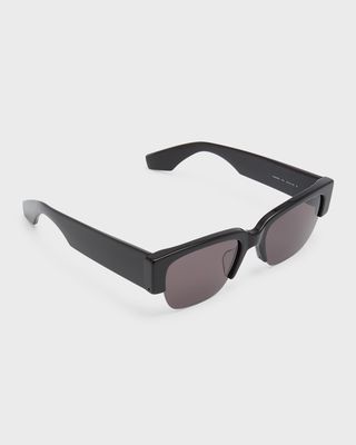 Men's Half-Rim Acetate Rectangle Sunglasses