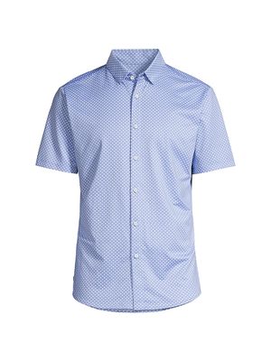 Men's Halyard Lustre Dot Short-Sleeved Dress Shirt - Lavender Lustre - Size XXL - Lavender Lustre - Size XXL