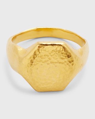 Men's Hammered 22K Yellow Gold Signet Ring