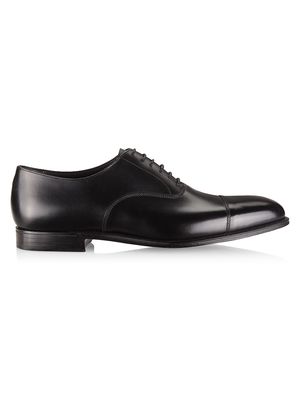 Men's Hand Grade Lonsdale Leather Cap-Toe Oxfords - Black Calf - Size 7 - Black Calf - Size 7