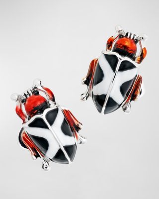 Men's Hand-Painted Enamel Beetle Cufflinks