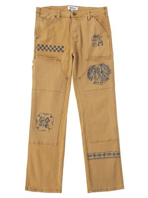 Men's Handart Printed Jeans - Beige - Size 30 - Beige - Size 30