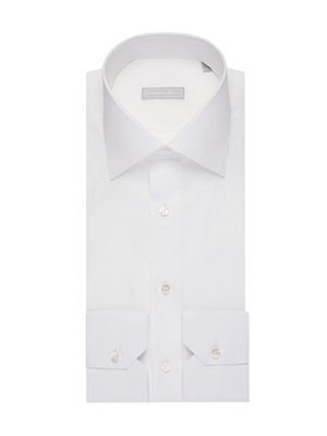 Men's Handmade Cotton Dress Shirt - White - Size 15