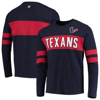 Men's Hands High Navy Houston Texans Game On Sueded Slub Long Sleeve T-Shirt