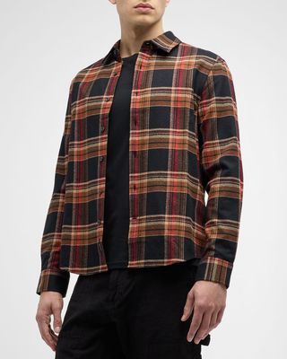 Men's Harris Boucle Flannel Plaid Button-Front Shirt