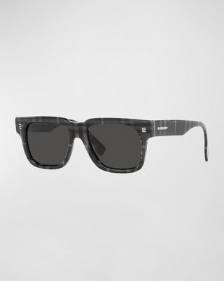 Men's Hayden Check Acetate Square Sunglasses