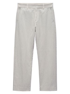 Men's Haydon Pinstriped Cotton Pants - White Stripe - Size 28