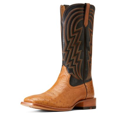 Men's Haywire Cowboy Boots in Antique Tan Smooth Quill Ostri