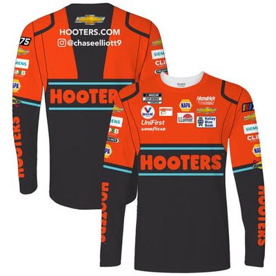 Men's Hendrick Motorsports Team Collection Black Chase Elliott Hooters Sublimated Uniform Long Sleeve T-Shirt