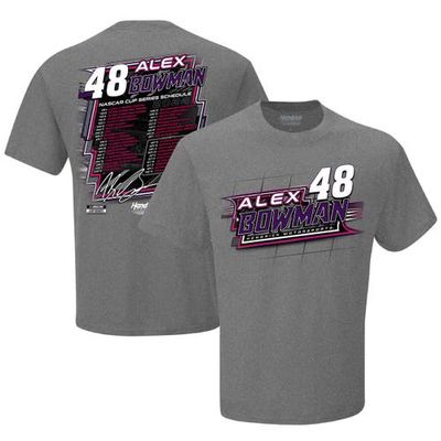 Men's Hendrick Motorsports Team Collection Gray Alex Bowman 2024 NASCAR Cup Series Schedule T-Shirt in Heather Gray