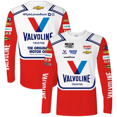 Men's Hendrick Motorsports Team Collection White Kyle Larson Valvoline Sublimated Uniform Long Sleeve T-Shirt