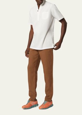 Men's Henley Cotton Polo Shirt