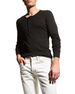 Men's Henley Long-Sleeve Jersey T-Shirt