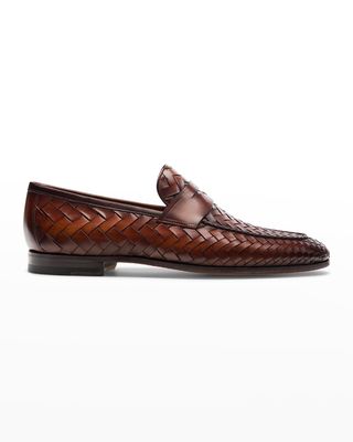 Men's Herman Woven Leather Penny Loafers