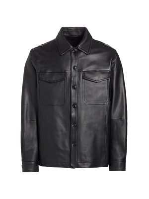 Men's Hermitage Leather Shirt Jacket - Black - Size 40